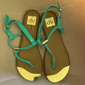 DV by Dolce Vita Turquoise Sandals with Gold Details
